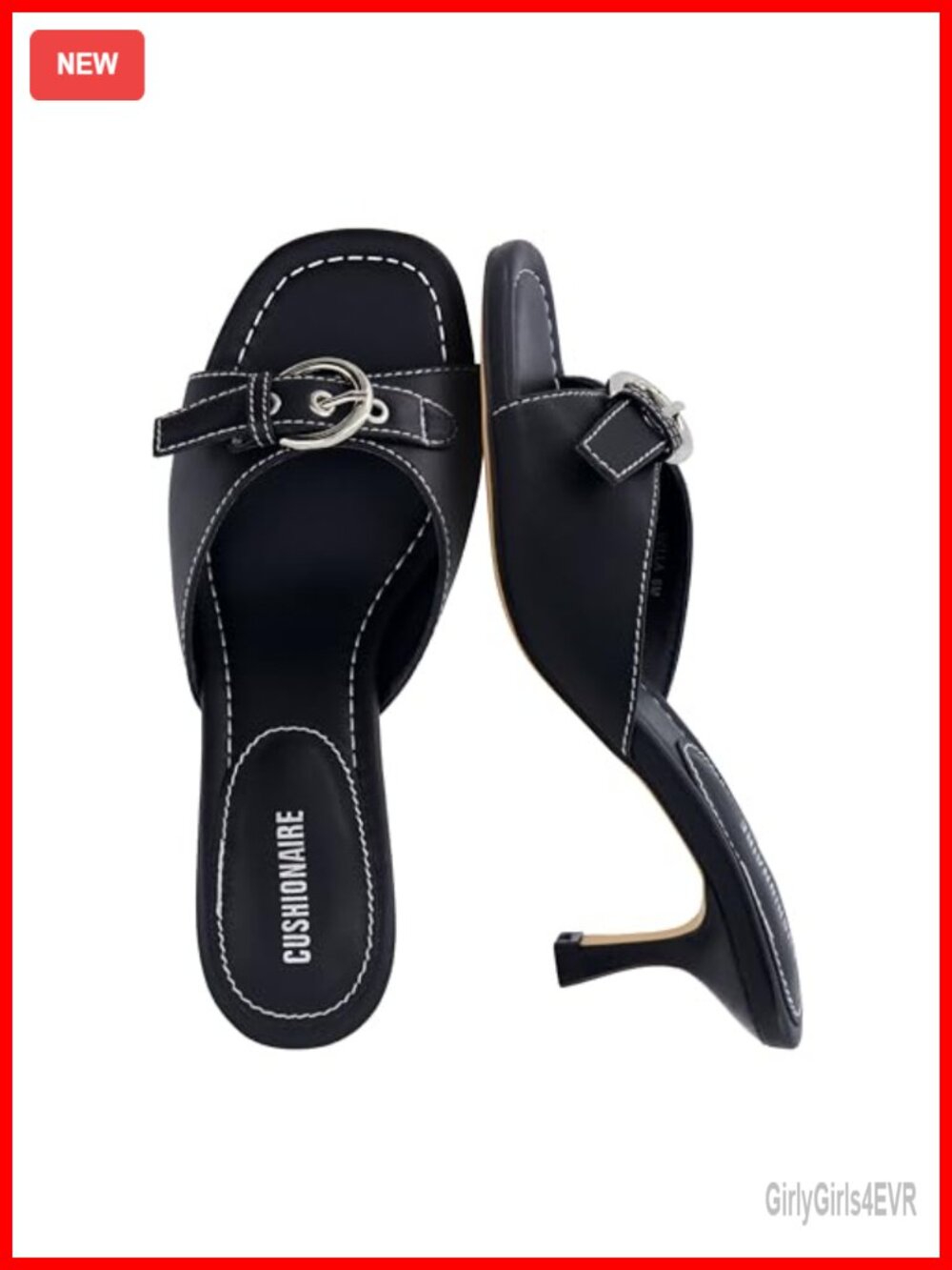 CUSHIONAIRE Belle Kitten Heels Faux Leather Dressy Mule Sandals